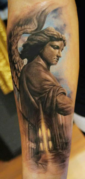 Nice Realistic Angel Girl Tattoo Design Idea